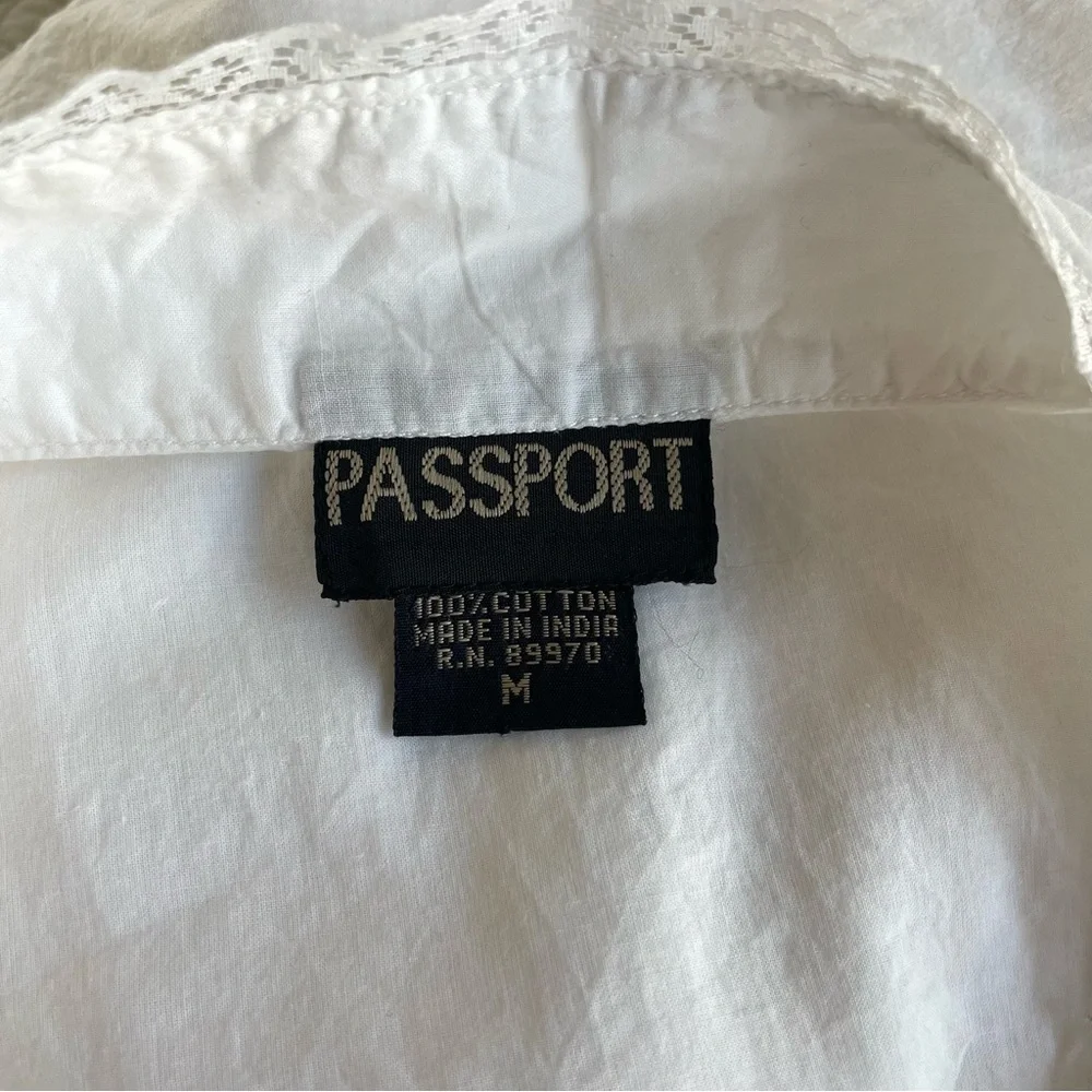 Victorian-Inspired Western White Cotton Lace High-Neck Button Down bell sleeve - Picture 13 of 13